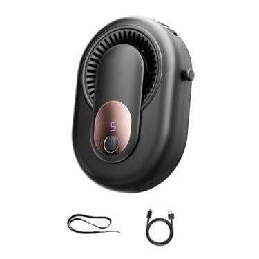 Imagem de IEUDNS Ventilador de cintura portátil, acessórios, presentes leves, ventilador de mesa portátil para pendurar no pescoço, para pesca ao ar livre, caminhadas, Preto