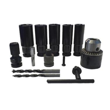 Imagem de Kit de soquetes + mandril para chave de impacto encaixe 1/2" (produto 
