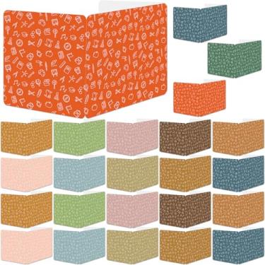 Imagem de gisgfim Pacote com 24 escudos de privacidade para estudantes em 12 divisórias de mesa de cores Boho Pastas de privacidade duráveis divisórias de teste divisórias de painel de estudo para sala de aula