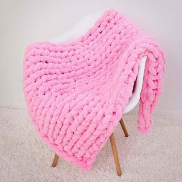 Imagem de Cobertor De Malha Grossa, 100% Tricotado à Mão, Cobertor De Gaze Macia, Cobertor De Crochê Grosso Aconchegante Gigante, Adequado Para Decoração De Sofá-cama, G, 100cmx100cm