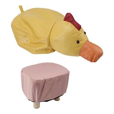 Imagem de Bonito Animal Footstool Pequeno Wooden Foorest Stool com Soft Almofada Acolchoada e Anti Slip Pés para Crianças Adultos Casa Nursery Kindergarten (Padrão de pato de borracha)
