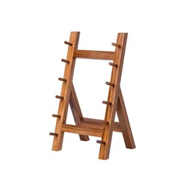 Imagem de Llazsybz Prateleira de Armazenamento para Várias Ferramentas, Porta-punhais, Porta-facas de Cozinha, Estojo para Exposição de Facas, Suporte de Exposição de Fa, Marrom 6 Camadas