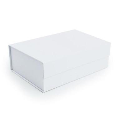 Imagem de Caixa Organizadora Dobrável com Imã para Presente na Cor Branca 29x21x