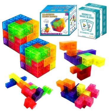 Imagem de Blocos de construção magnéticos OUXIA Magic 3D Puzzle Cubes, conjunto 