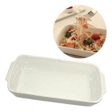 Imagem de Travessa Porcelana Retangular Branca Refrataria Cerâmica 420ml - Hr Po
