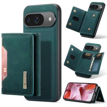 Imagem de Capa carteira de couro magnética destacável 2 em 1 para Google Pixel 9,8 compartimentos para cartão, recurso de suporte, TPU à prova de choque e capa de telefone de couro premium (verde)