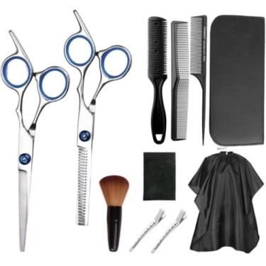 Imagem de Kit 11 Peças Barbeiro De Barbear Inoxidável Tesoura De Aço