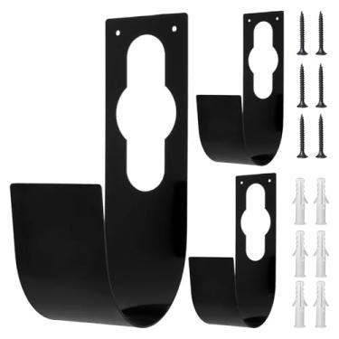 Imagem de KHZSPP 3 peças de armazenamento de mangueira de jardim de aço, suporte de mangueira de jardim de metal para quintal externo, gancho de mangueira durável para armazenamento de jardim, garagem ou
