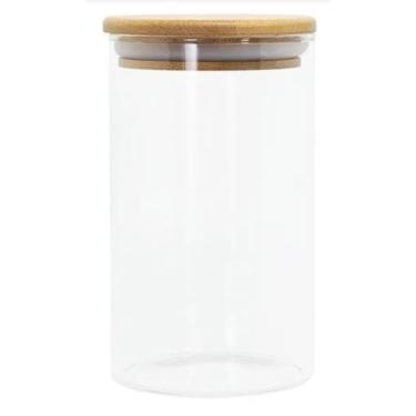 Imagem de Pote De Vidro Hermético Com Tampa De Bambu Vika Natur 1650Ml