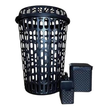 Imagem de Kit Cesto de Roupa Multiuso Lixeira 5L Dispenser Detergente - Arqplast