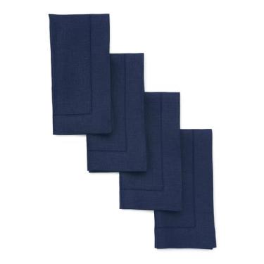 Imagem de Guardanapos Solino Home, linho azul marinho, conjunto de 4, 20x20cm