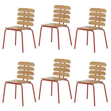 Imagem de Kit 6 Cadeiras Base Tubular Fixa Reno - Prima Design