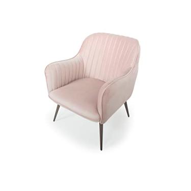 Imagem de Poltrona Miley veludo rosa palito chocolate