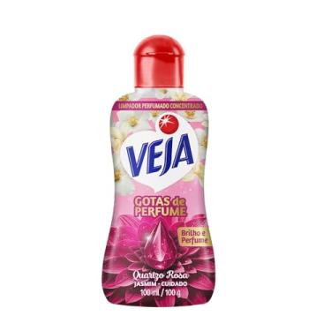 Imagem de Veja Gotas de Perfume Quartzo Rosa Jasmim Limpador Perfumado Concentrado 100 ml