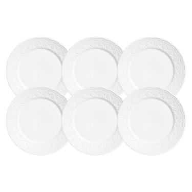 Imagem de Jogo Pratos Fundo Madeleine 22Cm 6 Pçs Branco Porto Brasil
