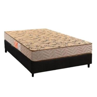 Imagem de Cama box casal suede preto com colchão d33 138x188 paropas - Shopping 