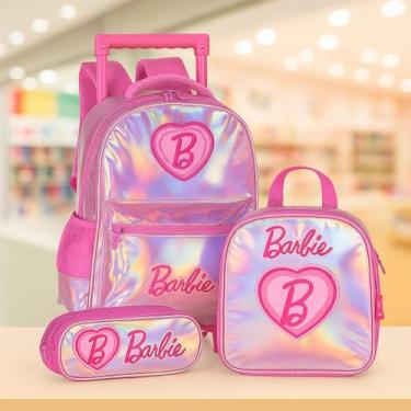 Imagem de Kit Escolar Mochila de carrinho + Lancheira e Estojo Triplo -Barbie Lu