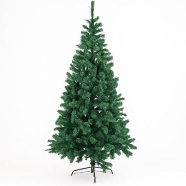 Imagem de Árvore de Natal Pinheiro Verde 2,10m com 1.100 Galhos Realistas, Base de Ferro Reforçada e Montagem Fácil Estrutura Durável em PVC