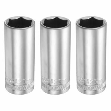 Imagem de HARFINGTON 3 peças soquete profundo de 6 pontos 1/5.1 cm Drive 23 mm Deep Metric CR-V aço polido niquelado 78 mm / 3,1" ferramenta de soquete sextavado longo para reparo de parafusos de porcas
