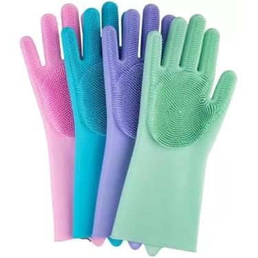 Imagem de Luvas de Silicone para Lavar Louça – Limpeza sem Esforço, Antibacteriana, Protege as Mãos e Substitui a Esponja Tradicional
