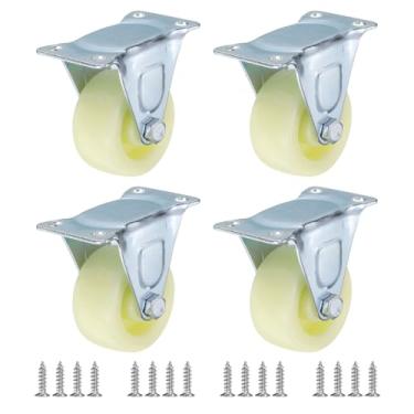 Imagem de PATIKIL Rodas fixas de 3,8 cm, pacote com 4 rodízios silenciosos de placa rígida com parafusos M4, capacidade de carga de 89,8 kg para móveis, bancada, carrinho, rolley em uma direção, branco (sem