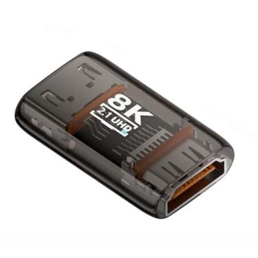 Imagem de CY Extensor adaptador HDMI fêmea para HDMI 2.1 fêmea UHD transparente com luz LED inteligente suporta HDTV 8K 60hz