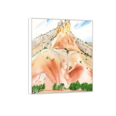 Imagem de Georgia O'Keeffe Famosa arte de parede impressões em tela prontas para pendurar - chaminés de penhasco - quadro branco para decoração de sala de estar 30 x 35 cm 12 x 13 pol