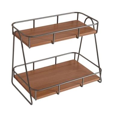 Imagem de Ｂｅｓｇａ Organizador de mesa moderno e compacto com prateleira expositora, suporte de 2 camadas para cupcakes e outras decorações. Ideal para sua casa, L
