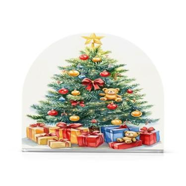 Imagem de Wassud Porta-guardanapos de acrílico de desenho animado de árvore de Natal, dispensador de guardanapo de papel moderno em forma de U para mesa, cozinha, sala de jantar, bancada 1 peça (comporta 50-60