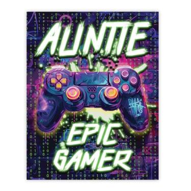 Imagem de Stuff4 Pôster de aniversário da tia sem moldura - Epic Gamer - Presentes exclusivos de feliz aniversário para tia, sobrinha, 20 x 25 cm, decoração de dia das mães