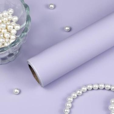 Imagem de Papel de parede roxo para contato moderno, conjunto de 39,9 cm x 998,2 cm, roxo, cor sólida, amigável ao locatário, papel de parede removível de vinil Waterpoof para quarto, cozinha, armários