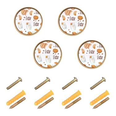 Imagem de Burbuja Puxadores de armário de cozinha de leite de chocolate pacote com 4, puxadores de gaveta redondos de 3,5 cm com parafusos para armários de cozinha, quarto, armário