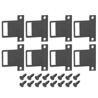 Imagem de DTGN Dente de serra de 32 x 28 mm, furo duplo em forma de L com parafusos, bom para pendurar quadros - 10 peças - bom para pendurar quadros - fotos de gancho de moldura - preto