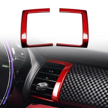 Imagem de FINMOKAL Painel central de fibra de carbono painel lateral saída de ar capa moldura guarnições compatíveis com BMW Mini Cooper F55 F56 F57 2014-2021 (vermelho)