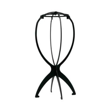 Imagem de Suporte De Peruca Portátil Dobrável De Plástico Rosa 17x36cm Para Exib