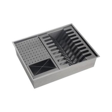 Imagem de Escorredor Embutido Para Cozinha Gourmet Aço Inox 304 Baniwa 50x40 cm 