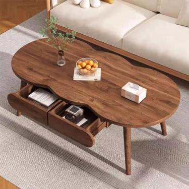 Imagem de Mesas de centro de madeira para sala de estar, mesa de centro moderna, mesa central simples moderna, mesa lateral de sofá, mesa de centro de fazenda, para sala de estar, quarto, escritório, varanda