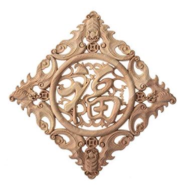 Imagem de Guarnição de madeira decorativa no centro de mobiliário doméstico, decalques de artesanato esculpidos, decalques de porta de mobília sem pintura, decorações de armários, várias combinações(2PCS,D)