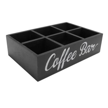 Imagem de aqxreight Organizador de Estação de café Com Divisória Acessórios para Bar de café de Madeira Caixa de Armazenamento Sacos de chá Suporte para Cápsulas de para Bancada Fazenda Preto Com Estilo Simples e Ambientalmente Elegante (Preto)