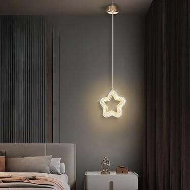 Imagem de Lustre de Cristal Moderno Escandinavo - Lâmpada Pendurada para Quarto, Cabeceira Simples e Elegante, Ideal para Decoração Contemporânea (Estrela,2 Peças)