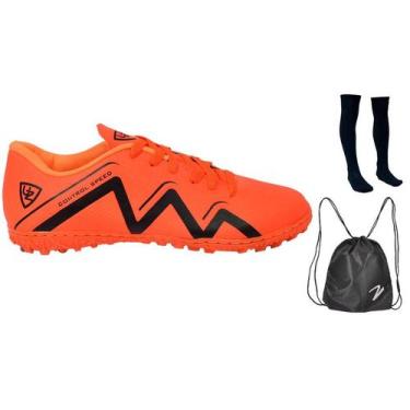 Imagem de Chuteira Society 1000 Campo Sintético Costurado Novo + Meião + Mochila