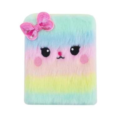 Imagem de Caderno De Pelúcia De Gato Cartoon Fofo Para Meninas, Pequeno Diário, 