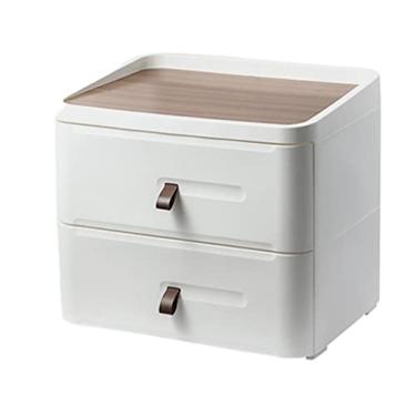 Imagem de Mesa de cabeceira branca com várias gavetas para sala de estar, sofá, mesa lateral, móveis, bandeja oculta embutida, mesa pequena (C)