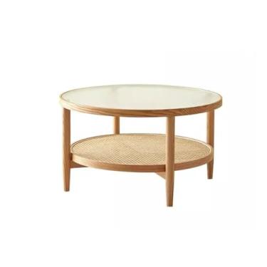 Imagem de Mesa de centro toda em madeira maciça mesa de centro nórdica pequena apartamento moderno simples mesa redonda de vime pequena mesa lateral moderna mesa de centro mesa de quarto