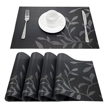 Imagem de Conjunto de 4 jogos americanos de PVC para mesa de jantar, conjunto de roupa de cama, tapete em acessórios de cozinha, copo de vinho, tapete decorativo (cor: D)