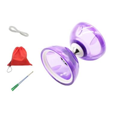Imagem de MERIGLARE Conjunto de Diabolo Chinês com Rolamento Triplo Resistente Clássico Divertido Presentes Acessórios Ioiô Chinês para Crianças Adultos Iniciantes Jardim, Roxo