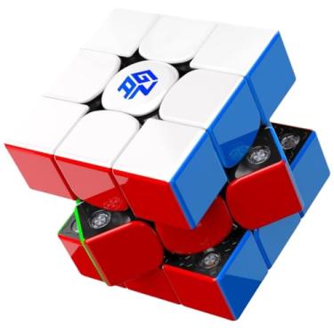 Imagem de Bukefuno Quebra-cabeça GAN V100 Maglev UV 3x3 cubo mágico magnético velocidade GANV100 Maglev UV 3x3 Cubo sem adesivo Magic GAN V100 M UV 3x3x3 Gans Cubes Flagship (revestido UV brilhante)
