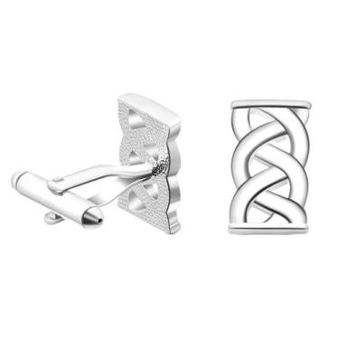 Imagem de Abotoaduras, corrente geométrica entrelaçada, prateada para homens - y