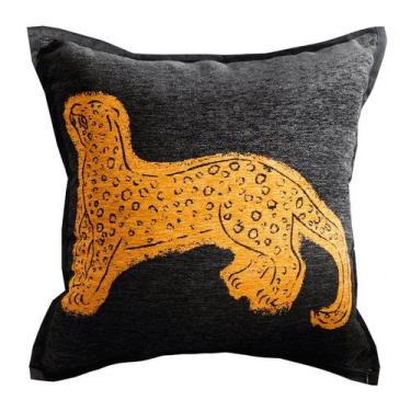 Imagem de Capa de travesseiro de luxo com estampa de leopardo vintage dourada pr