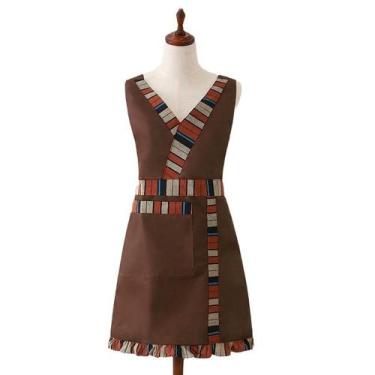 Imagem de Avental de poliéster de dupla camada, estilo étnico, bainha com babado